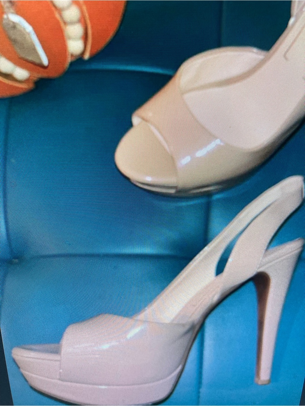 Patent Nude Peep-Toe Platform Slingback Heels
